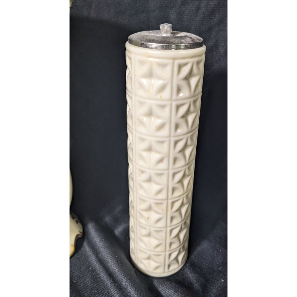 Lenox Mayfair Porcelain Salt Shaker Grand Moulin Ivory Silver 9” Op Art Vintage